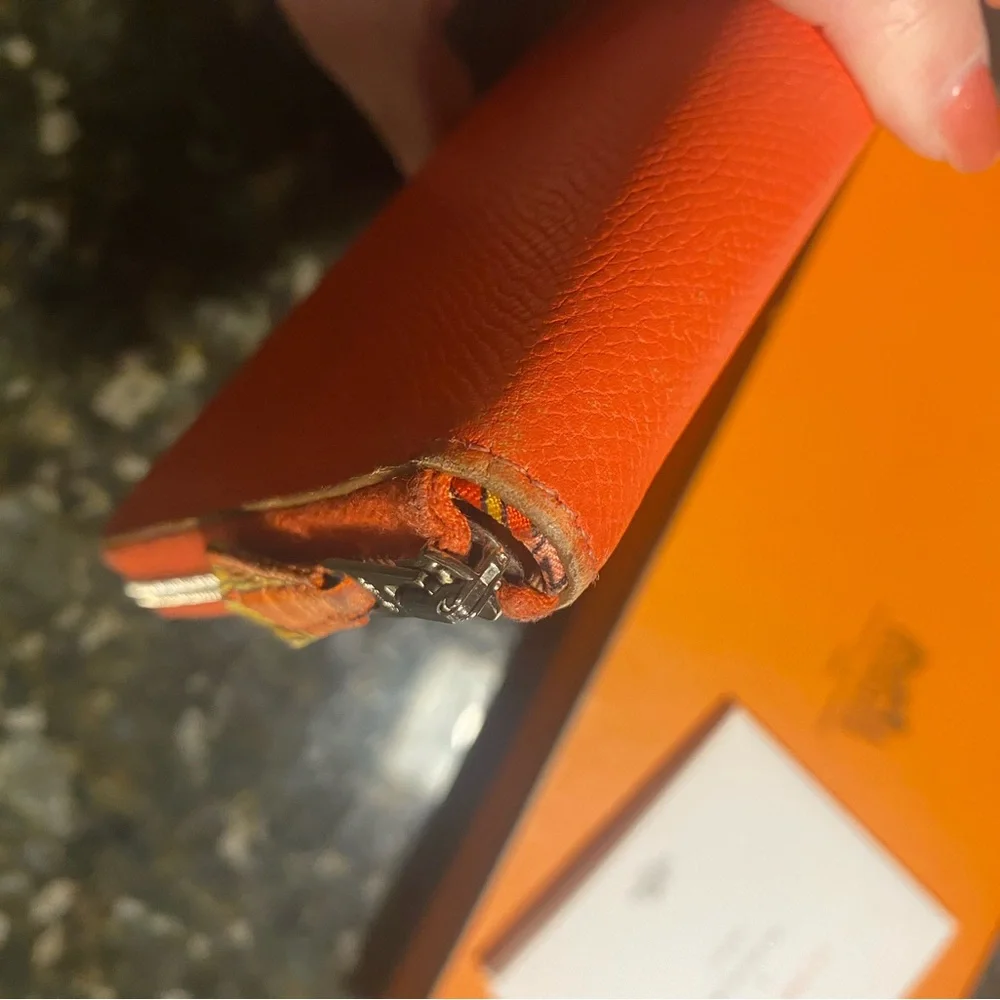 Hermes Vintage Orange Sun Silk’In Wallet